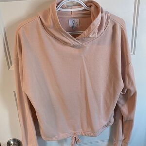 Soft Pink Drawstring Cropped Hoodie - Kuwalla